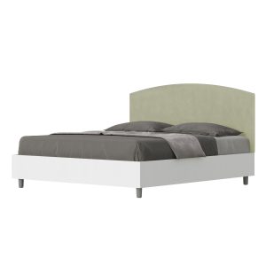 Letto matrimoniale senza rete 160x200 bianco frassino testata microfibra tè verde Antilia