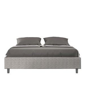 Letto matrimoniale senza rete imbottito 160x190 tessuto Aragona 1 bianco Azelia