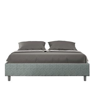 Letto matrimoniale senza rete imbottito 160x210 tessuto Aragona 7 azzurro Azelia