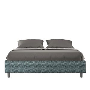 Letto matrimoniale senza rete imbottito 160x210 tessuto Aragona 8 blu Azelia