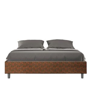 Letto matrimoniale senza rete imbottito 160x190 tessuto Era 4 arancio Azelia