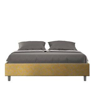 Letto matrimoniale senza rete imbottito 160x190 tessuto Era 6 giallo Azelia