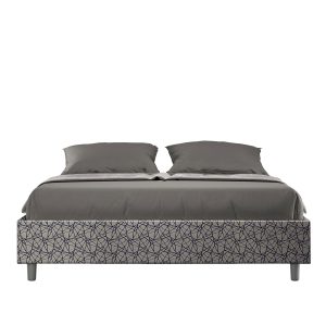 Letto matrimoniale senza rete imbottito 160x190 tessuto Era 9 blu Azelia