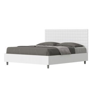 Letto matrimoniale senza rete 160x190 bianco frassino testata similpelle bianco Burmy