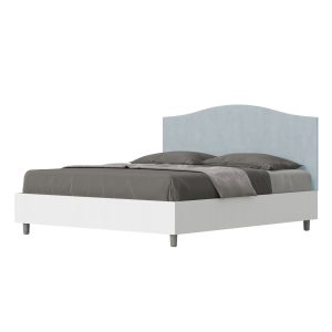 Letto matrimoniale senza rete 160x190 bianco frassino testata microfibra azzurro Grace