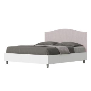 Letto matrimoniale senza rete 160x200 bianco frassino testata microfibra glicine Grace