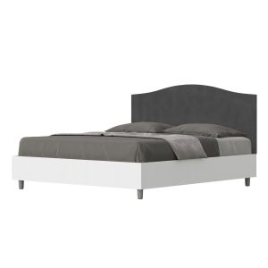 Letto matrimoniale senza rete 160x190 bianco frassino testata microfibra grigio Grace