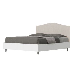 Letto matrimoniale senza rete 160x190 bianco frassino testata microfibra sabbia Grace