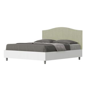 Letto matrimoniale senza rete 160x190 bianco frassino testata microfibra tè verde Grace