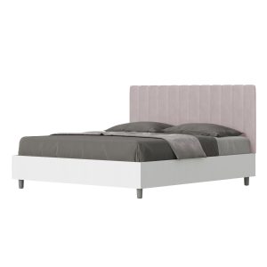 Letto matrimoniale senza rete 160x190 bianco frassino testata microfibra glicine Kaia