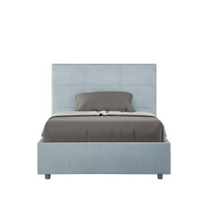 Letto una piazza e mezza senza rete imbottito 120x190 microfibra azzurro Mika