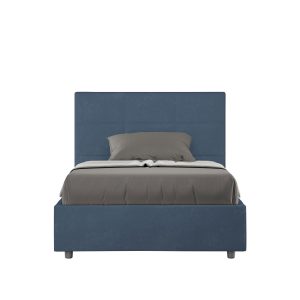 Letto una piazza e mezza senza rete imbottito 120x190 microfibra blu Mika