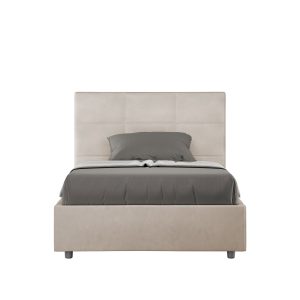 Letto una piazza e mezza senza rete imbottito 120x190 microfibra sabbia Mika