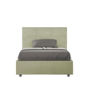 Letto una piazza e mezza senza rete imbottito 120x190 microfibra tè verde Mika