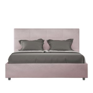 Letto matrimoniale francese senza rete imbottito 140x200 microfibra glicine Mika