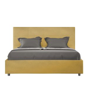 Letto matrimoniale senza rete imbottito 160x190 microfibra ocra Mika