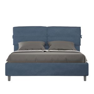 Letto matrimoniale contenitore doppia alzata imbottito 160x210 microfibra blu Nandy