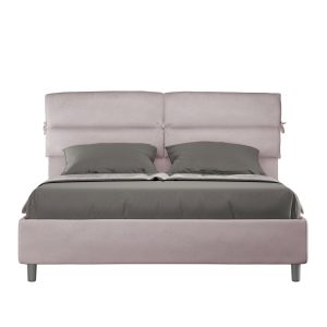 Letto matrimoniale contenitore doppia alzata imbottito 160x210 microfibra glicine Nandy