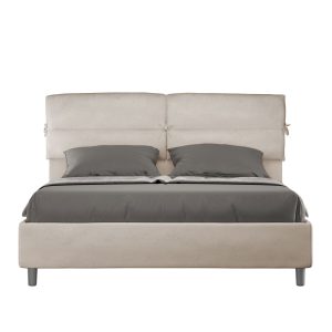 Letto matrimoniale contenitore doppia alzata imbottito 160x210 microfibra sabbia Nandy