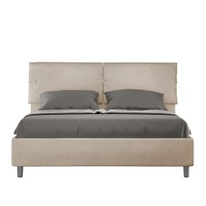 Letto matrimoniale contenitore doppia alzata imbottito 160x210 microfibra sabbia Sleeper