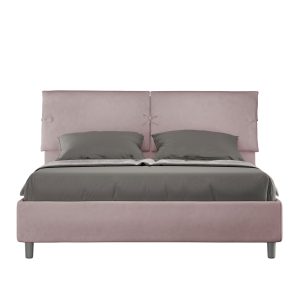Letto matrimoniale contenitore doppia alzata imbottito 160x210 microfibra glicine Sleeper