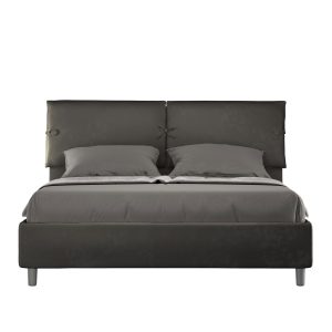 Letto matrimoniale contenitore doppia alzata imbottito 160x210 microfibra grigio Sleeper