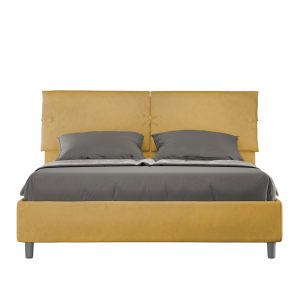Letto matrimoniale contenitore doppia alzata imbottito 160x210 microfibra ocra Sleeper