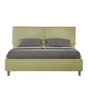 Letto matrimoniale contenitore doppia alzata imbottito 160x210 microfibra tè verde Sleeper