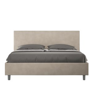 Letto matrimoniale contenitore doppia alzata imbottito 160x210 microfibra sabbia Adele