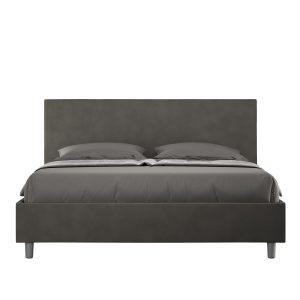 Letto matrimoniale contenitore doppia alzata imbottito 160x210 microfibra grigio Adele
