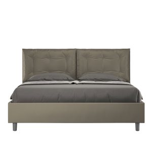 Letto matrimoniale contenitore doppia alzata imbottito 160x210 similpelle cappuccino Annalisa