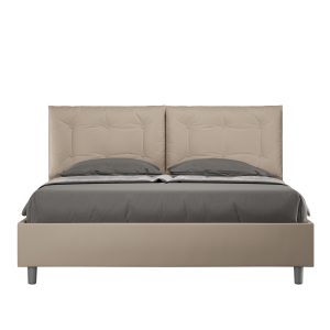 Letto matrimoniale contenitore doppia alzata imbottito 160x210 similpelle tortora Annalisa