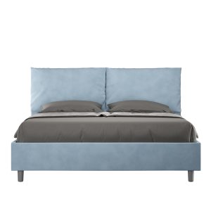 Letto matrimoniale contenitore doppia alzata imbottito 160x200 microfibra azzurro Antea