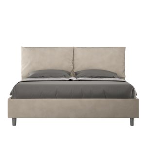 Letto matrimoniale contenitore doppia alzata imbottito 160x200 microfibra sabbia Antea