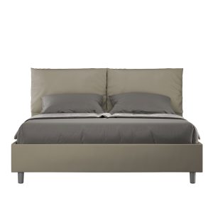 Letto matrimoniale contenitore doppia alzata imbottito 160x210 similpelle cappuccino Antea