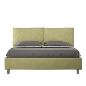 Letto matrimoniale contenitore doppia alzata imbottito 160x200 microfibra tè verde Antea