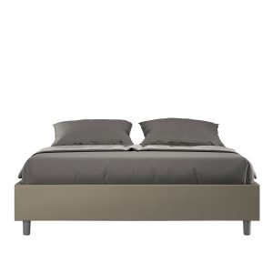 Letto matrimoniale contenitore doppia alzata imbottito 160x210 similpelle cappuccino Azelia