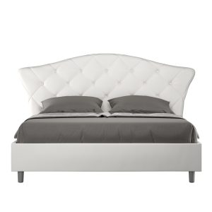 Letto matrimoniale contenitore doppia alzata imbottito 160x200 similpelle bianco Langre