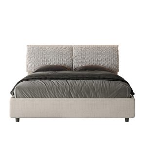 Letto matrimoniale contenitore doppia alzata imbottito 160x200 tessuto Aragona 1 bianco Mados