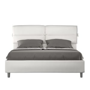 Letto matrimoniale contenitore doppia alzata imbottito 160x210 similpelle bianco Nandy