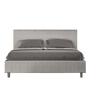 Letto matrimoniale contenitore doppia alzata imbottito 160x200 tessuto Aragona 1 bianco Adele