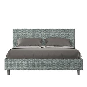 Letto matrimoniale contenitore doppia alzata imbottito 160x200 tessuto Aragona 7 azzurro Adele