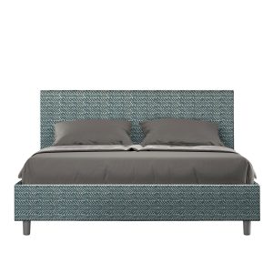 Letto matrimoniale contenitore doppia alzata imbottito 160x200 tessuto Aragona 8 blu Adele