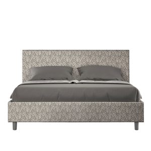 Letto matrimoniale contenitore doppia alzata imbottito 160x200 tessuto Era 2 grigio Adele