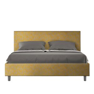 Letto matrimoniale contenitore doppia alzata imbottito 160x200 tessuto Era 6 giallo Adele