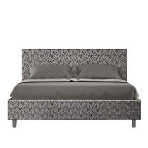 Letto matrimoniale contenitore doppia alzata imbottito 160x200 tessuto Era 9 blu Adele