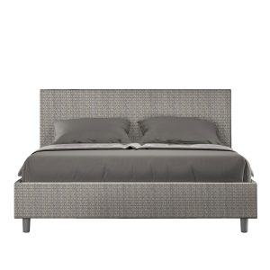 Letto matrimoniale contenitore doppia alzata imbottito 160x210 tessuto Labirinto 2 grigio Adele