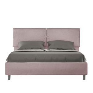 Letto matrimoniale contenitore doppia alzata imbottito 160x200 microfibra glicine Mados
