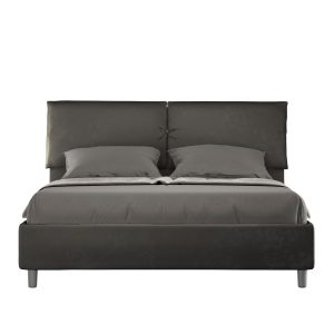Letto matrimoniale contenitore doppia alzata imbottito 160x200 microfibra grigio Mados