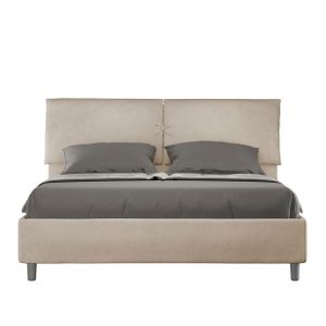 Letto matrimoniale contenitore doppia alzata imbottito 160x200 microfibra sabbia Mados